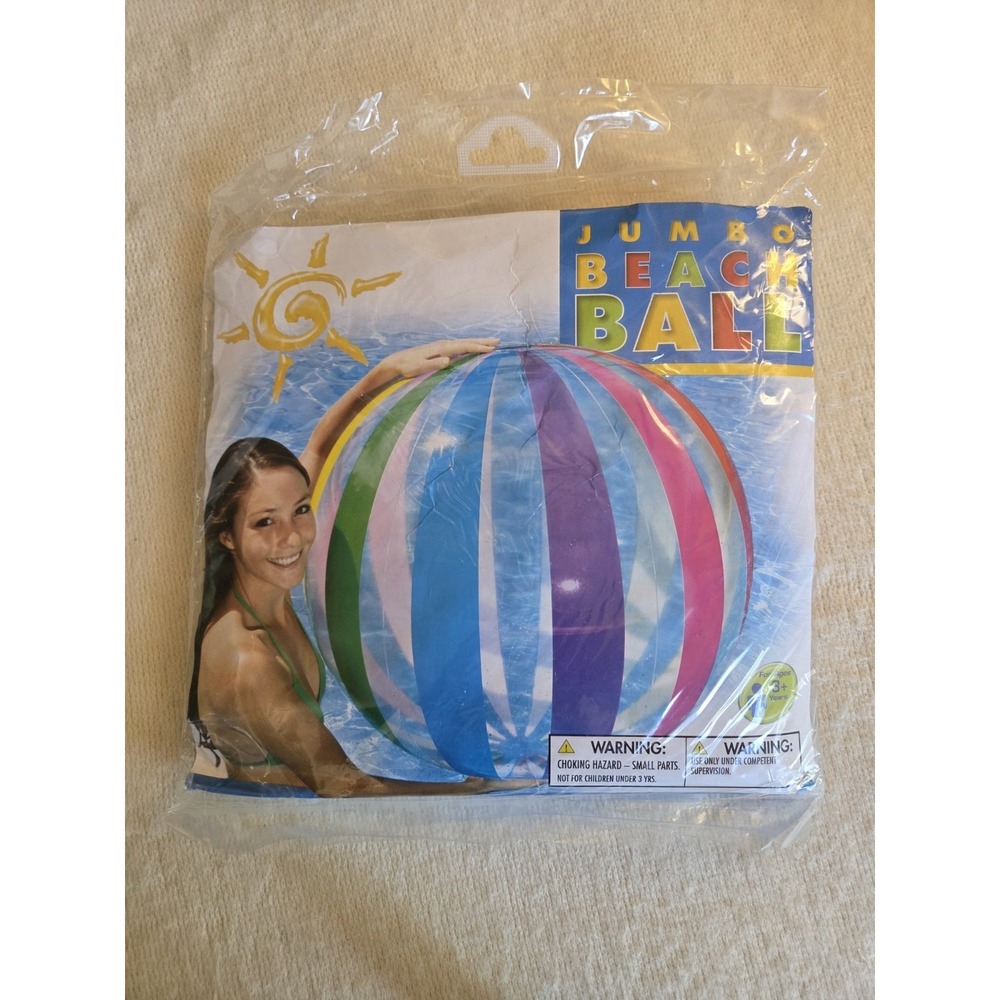 New Intex Jumbo Beach Ball 42 Inch The Wet Set Stripes 2012 Rare Sealed #59065EP